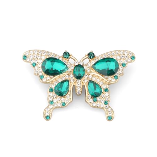 Image of FEELMEM Crystal Rhinestone Butterfly Brooch Pin Blue Color Butterfly Brooches for For Women Wedding /Banquet /Birthday Party