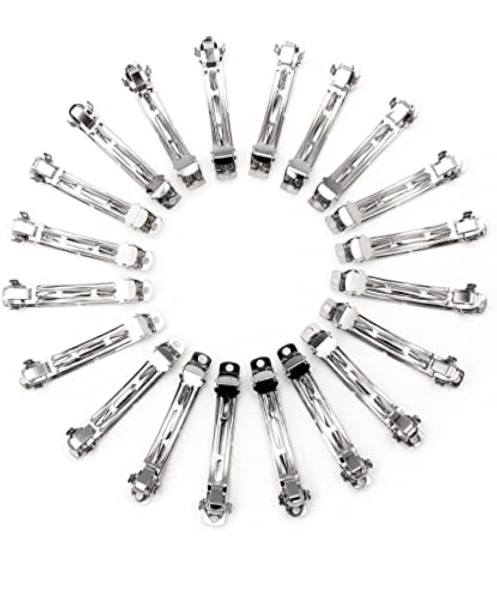 10pc French Hair Barrettes Clip Set, Silver