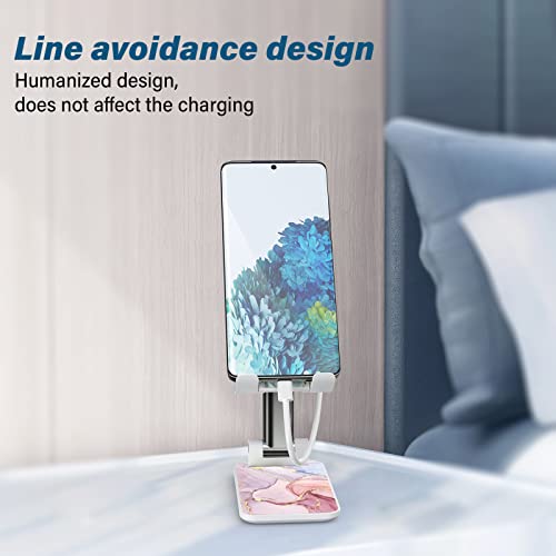 Foldable Phone Stand For Desk，Angle Of View Adjustable Cell Phone Stand，Phone Holder For Desk/Ipad Stand ，Suitable For Iphone, Samsung And Other Smart Phones Desk Accessories Phone Holder，Pink Marble #TOP4