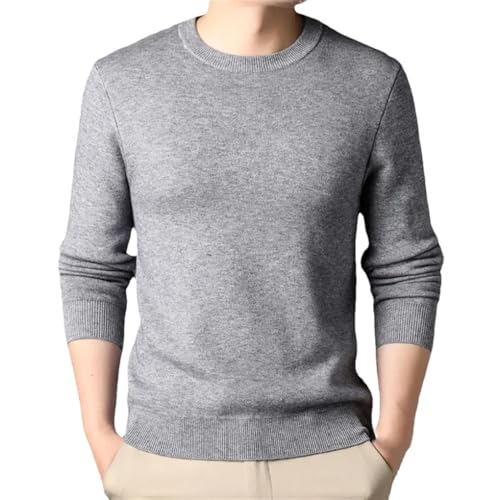 Men's Solid Knitted Sweater Casual Comfortable Tops Vintage Loose Round Neck Pullover