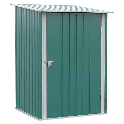 Outsunny Cobertizo de Jardín de Exterior 0,92 m² 100x103x160 cm Caseta de Jardín Metálica con 1 Puerta y Cerradura para Almacenamiento de Herramientas en Patio Terraza Verde