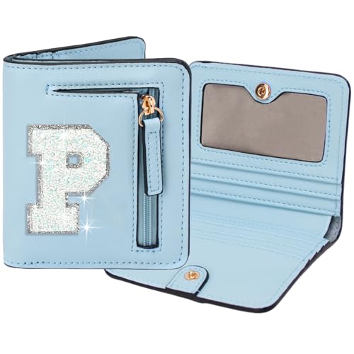 Image of Birthday Gifts for Teen Girl Kids Wallet Girl Wallets Small Initial Rfid Wallet Teen Girls Gift Preppy Stuff for Girls Blue P