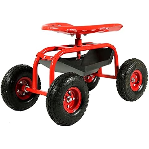 Sunnydaze Rolling Garden Cart Scooter with Tool Tray and Swivel Seat Cover