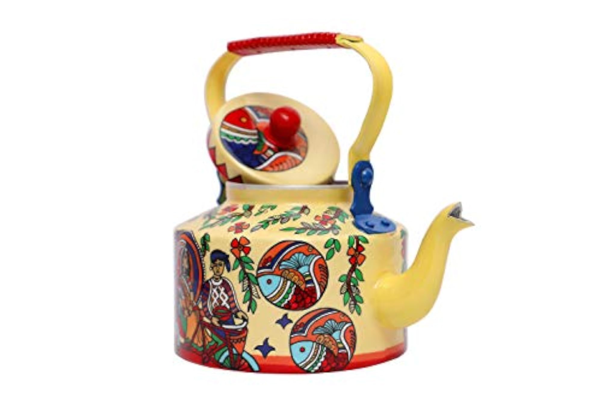 Hand Crafted Colourful Decorative Traditional Village Theme Kettle