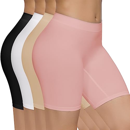 SIMIYA 4 Pack Womens Boxer Shorts Seamless Anti Chafing Slip Shorts