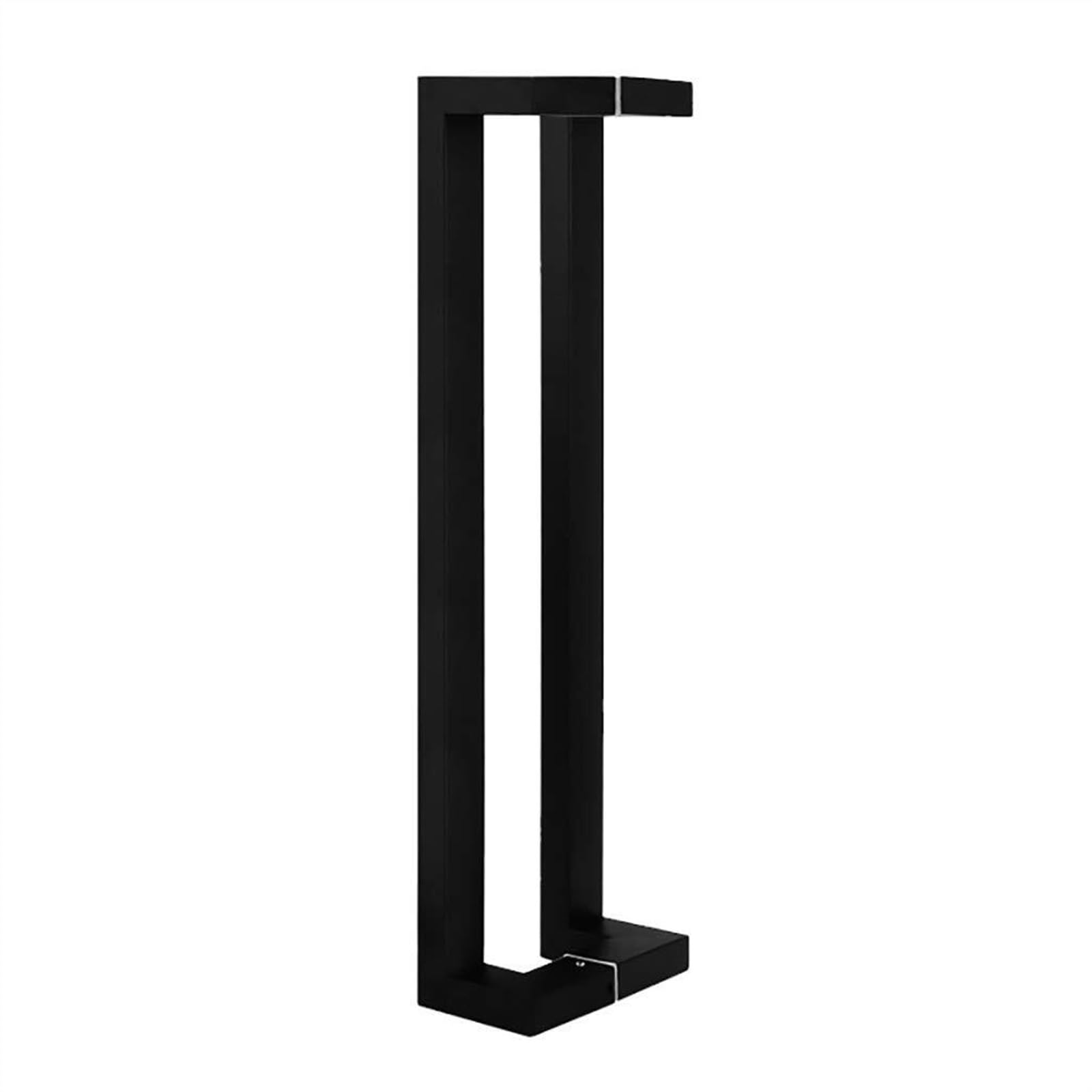 Poignée de porte en tube carré noir en acier inoxydable pour porte en verre coulissante