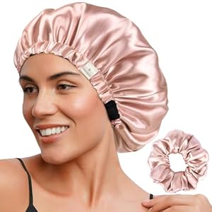 YANIBEST Doppellagige Satinhaube Rosa Seidenhaube