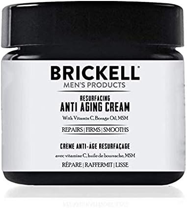 Brickell Men's Products Resurfacing Anti-Aging Cream for Men Natural and Organic Vitamin C Cream, 59 mL, Unscented