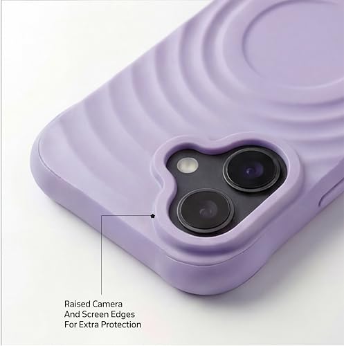 Image of amazon basics Shockproof Case for iPhone 17 | Ripple Pattern | Camera Protection | Protective Cover with Enhanced Grip & Wireless Charging Support - Light Purple