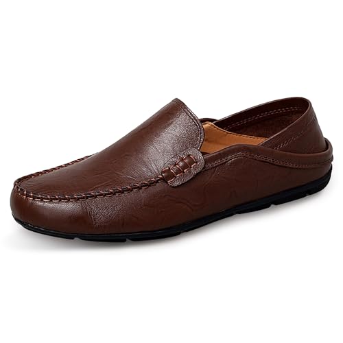Image of Go Tour Men's Premium Genuine Leather Casual Slip on Loafers Breathable Driving Shoes Fashion Slipper