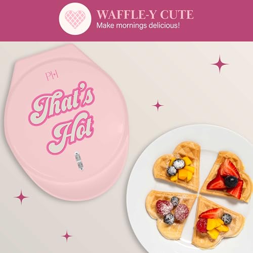 Paris Hilton Heart Waffle Maker, Makes 5 Mini Heart Shaped Waffles or 1 Individual Waffle, Easy to Clean 6" Nonstick Plates, Made without PFAS or PFOA, Electric Waffle Iron, Pink by Paris Hilton - Image 5