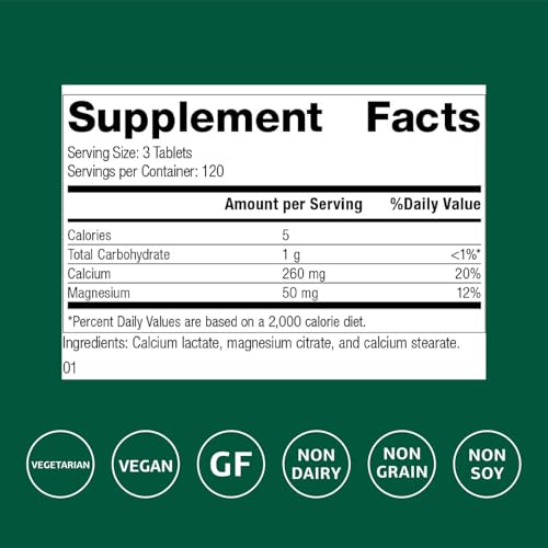 Standard Process Calcium Lactate Bone & Immune Health Dietary Support - Vegan, Gluten-Free, Non-Dairy, Non-Soy & Non-Grain - Bone, Joint & Health Support - 360 Tablets