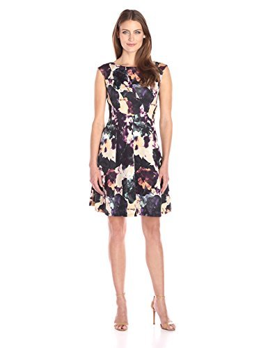 Julian Taylor Women's Fit and Flare All Over Dark Floral Dress