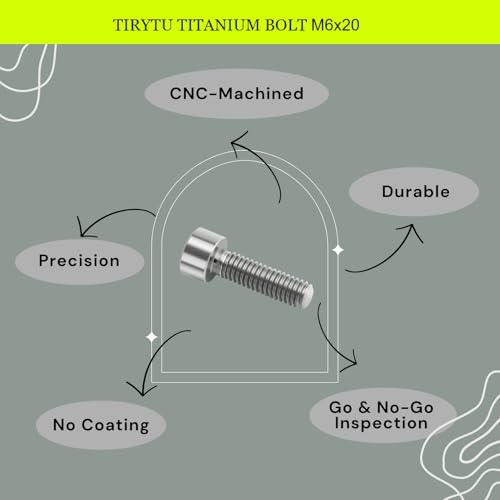 Image of M6x20 Titanium Bolts Hex Socket Cap Screw, Natural Color, 4PC | Lightweight Design, Ideal for Humid /Salty Environments, Socket Head Hex Key No Washer, MTB /Motorcycle Bolts