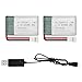 HAWK'S WORK 2 Pcs 3.7V Lipo Battery, 300 mAh Rechargeable Lithium Polymer Battery for RC Plane Helicopter Drone All Models & Toys (XH2.54 Connector)