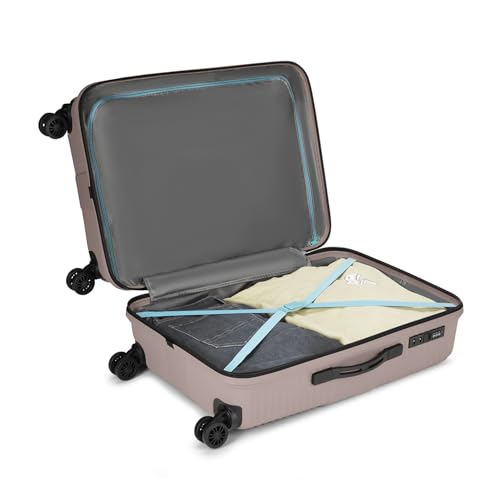 Image of Aristocrat Crystal Set of 2 Trolley Bag 55 & 66cm | S+M | Hard Luggage | 8-Wheel Suitcase for Travel | Combination Lock with Anti-Theft Zipper | Polypropylene | 3 Years International Warranty (Pink)