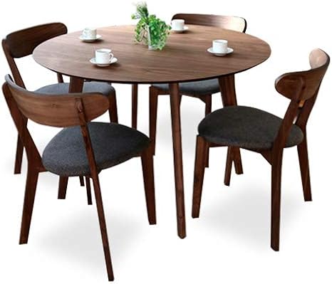 Amazon 円形 ダイニングセット 5点 ウォールナット 無垢 ダイニングテーブルセット 110 丸テーブル 丸 丸型 110cm ダイニングテーブル 5点セット アンティーク 北欧 おしゃれ モダン Gkw ダイニングセット オンライン通販