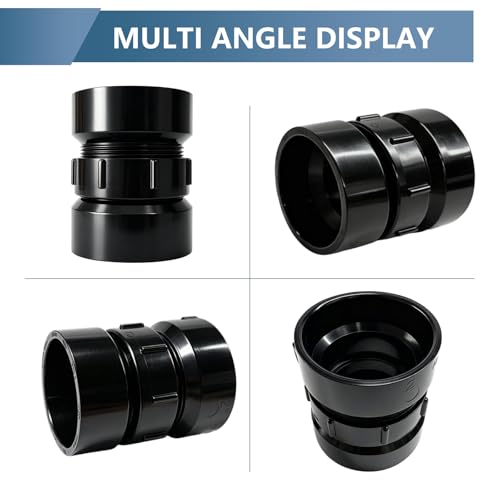 Image of Lesso 1-1 /2 Inch ABS P-Trap Union - HUB x HUB Connection, Black, Detachable Sink Drain Union for Easy Maintenance & Leak-Proof Plumbing