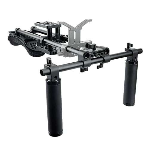 NICEYRIG 15mm Shoulder Pad Rig Support System with Riser Base Plate Mount, 15mm Rod and Rod Rail Handle Kit Universal for DSLR Camera, Mirrorless Camera - 173