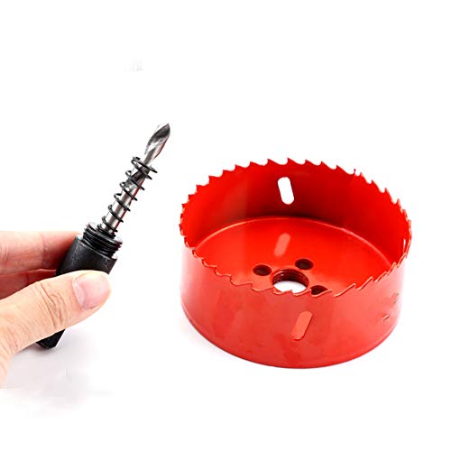 Tbwhl 6 Inch 150 Mm Hole Saw Blade For Cornhole Boards / Corn Hole Drilling Cutter & Hex Shank Drill Bit Adapter For Cornhole Game / Carbon Steel & Bi-Metal Heavy Duty Steel( Red ) #TOP2