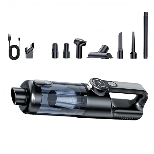 2-in-1 Car Vacuum Cleaner with Blower Function, 18000Pa Portable Cordless Handheld Vacuum, 130W Brushless Motor, 7800mAh Battery, LED Light & Multi-Nozzles for Car, Home, Office, Pet Hair