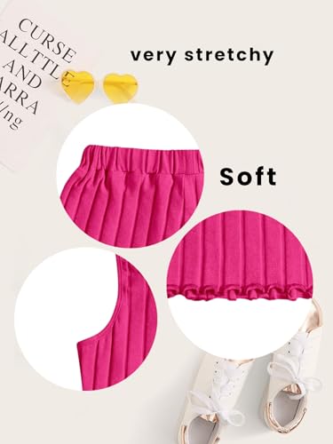 Image of OYOANGLE Girl's 2 Piece Outfits Sleeveless Rib Knit Notched Neck Crop Tank