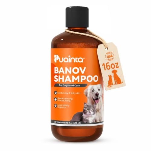 Image of PUAINTA Dog & Cat Shampoo for Sensitive Skin, Soothing Bath Wash, Unscented | Cleans Dirt & Odor While Supporting Sensitive Skin Comfort, Gentle Unscented Formula for Dogs & Cats, 16oz