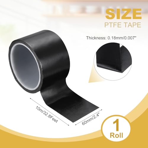 Image of PATIKIL High Temperature PTFE Tape 2-3 /8 Inch x 33 Feet, PTFE Coated Fiberglass Adhesive Tape for Vacuum Sealer Machines Hand-Impulse Sealers Insulation, Black