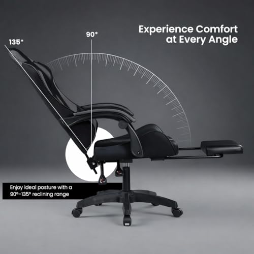 Image of Warrior 2026 Edition Gaming & Office Ergonomic Chair | Vegan Leather | High Back 135 Recliner | Adjustable Height & Linkage Armrest | Lumbar Support | 360 Swivel | 3 Year Warranty, Black
