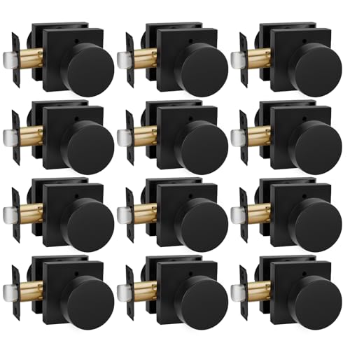 goldenwarm Privacy Black Interior Door Knobs, Zinc-Alloy Heavy Duty Interior Door Knobs Bedroom, Contemporary Door Knob Privacy, Matte Black Door Knob Interior for Bathroom(12 Pack)