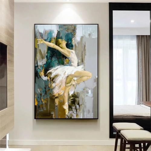 Toile de peinture ballerine 50x70 cm avec cadre pour salon