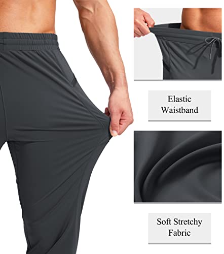 Men's Joggers Pants With Zipper Pockets Stretch Athletic Sweatpants For Men Workout Jogging Running(Dark Grey, Small) #TOP4