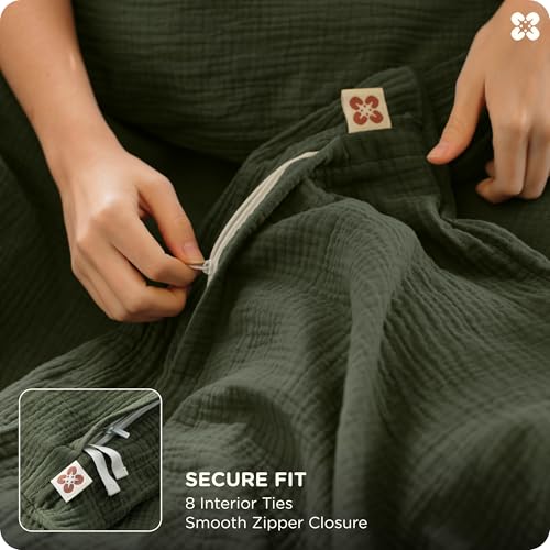 Image of Bedsure PureWoven 100% Cotton Muslin Duvet Cover Queen Size 3-Layer Gauze