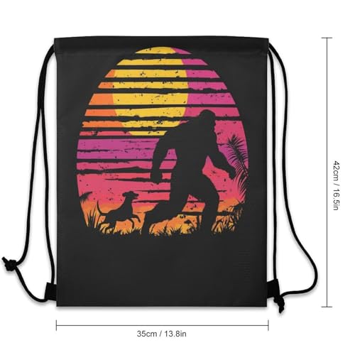 Waterproof Full Moon Sasquatch Black Pull String Sport Bags, Large Capacity Drawstring Backpack, Gym Bag for Swim Beach Travel Hiking3