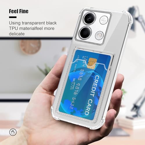 Image of Amazon Basics Premium Shockproof Transparent TPU Back Case Cover with Built-in Slim Card Holder Wallet for Mi Redmi Note 13 5G - Clear