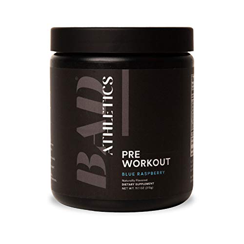 Bad Athletics Blue Raspberry Pre Workout Powder for Women | Naturally Flavored, Sweetened and Colored | Energy, Focus and Endurance Pre Workout Supplement for Women | 30 Servings