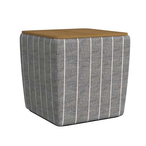 Homepop Home Decor |HomePop Storage Ottoman with Wood Top|Upholstered Modern