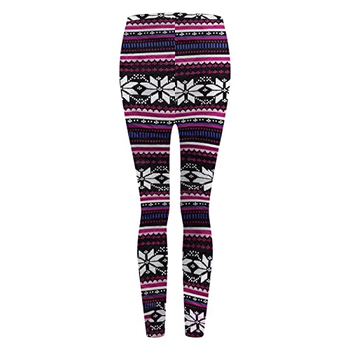 Thin Fleece Lined Christmas Leggings For Women 2022 Reindeer Snowflake Print Pants Fashion High Waist Elastic Tights A-Purple #TOP5