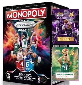 2023-2024 Panini PRIZM Basketball MONOPOLY Sealed Booster Box - Includes Custom Wembanyama Cards Pictured.