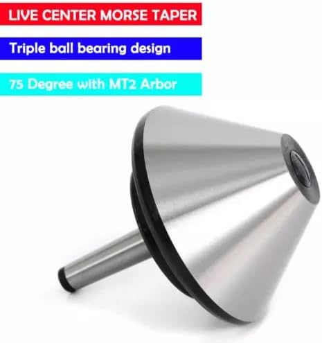 5'' MT2 Bull Nose Live Revolving Center Morse Taper, Silver Umbrella Head, for Woodworking, Lathe 120mm Machine Milling Tool