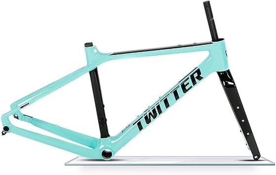 700C Gravel Road Bike Frameset 46CM/49CM/52CM/55CM Carbon Fiber Bike Frame Disc Brake Thru Axle F12100mm R12142mm BB386*46mm Max 700 * 40C Tires Internal RoutingLight Blue,55CM