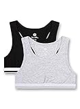Sanetta Mädchen Bustier im Doppelpack grau Sport-BH, hellgrau Melange, 152