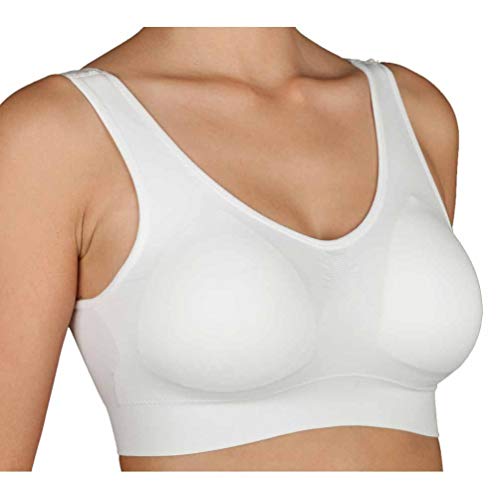 Selene, Brassiere Comfort Sin Aros y Sin Costuras, Sujetador Mujer con Relleno Extraíble, Colección Louise, Color Blanco, Talla L