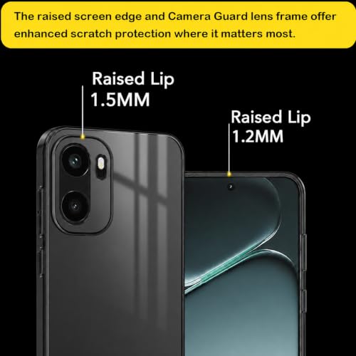 Image of VONZEE Compatible with Oneplus 15r 5G Back Cover Case Clear,[ Anti Yellow ][Military Grade Protection] Hard PC Back Cover Transparent-Black