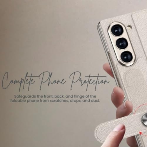 Image of TechTrendz Case for Samsung Galaxy Z Fold 7 Stand Case with Pen Slot, Luxury Flip Electroplated Shockproof Glass Hybrid Leather Flip Cover for Z Fold 7 Back Cover [Pen Not Included] (Titanium G)