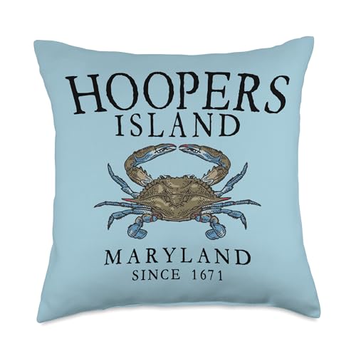 Hoopers Island Maryland Crab Town Since 1671 Black Letters Throw Pillow