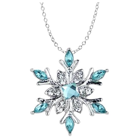 ALLY-MAGIC Silver Blue Snowflake Necklace Cover
