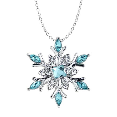 ALLY-MAGIC Snowflake Necklace for Women Silver Blue Snowflake Pendant Necklace with Crystal Christmas Jewellery Gifts for Women Girls Y7XHXL