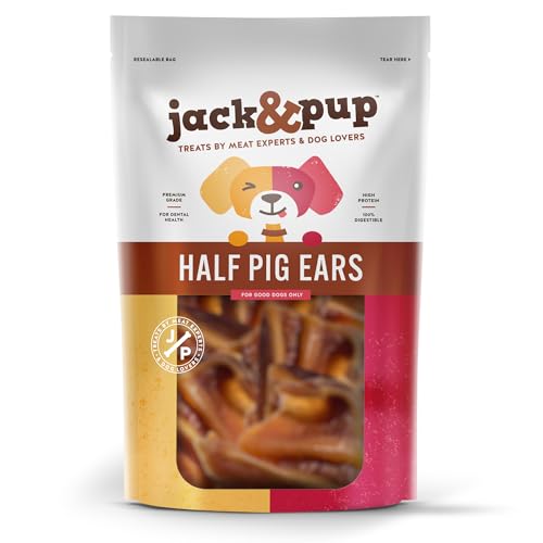 JackPup-Pig-Ears-for-Dogs-18-Pack-Extra-Thick-Half-Pigs-Ears-Premium-Dog-Pig-Ear-Treats-Healthy-Dog-Pork-Chews-Excellent-Rawhide-Alternative JackPup Pig Ears for Dogs 18 Pack Extra Thick Half Pigs Ears Premium Dog Pig Ear Treats Healthy Dog Pork Chews Excellent Rawhide Alternative