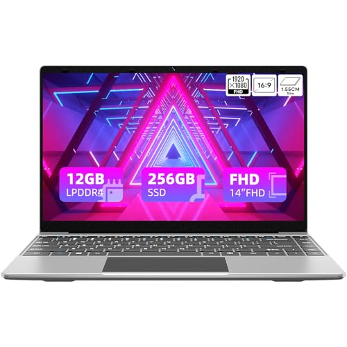 Image of jumper Laptop 14 Inch, 12GB RAM 256GB SSD, Laptop Computer with Celeron N4100 CPU, FHD 1920x1080 Display, 35.52WH Battery, 2.4G+5G WiFi, BT4.0, 2 Speakers, Portable Student Laptops.